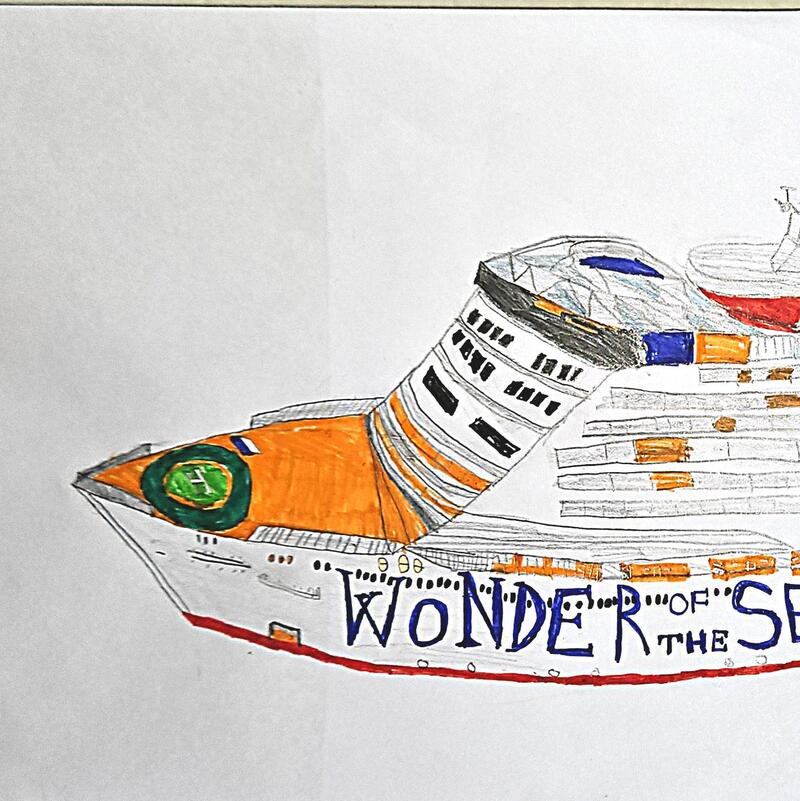 Wonder of the Seas Cruise Ship Drawing