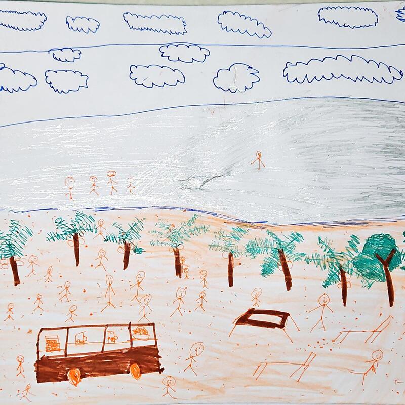 Crowd at the Beach Drawing